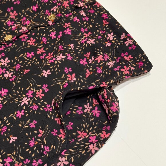 Draper James RSVP Pink Ditsy Floral A-Line Skirt Sz L Button Front Elastic Waist - Picture 7 of 12